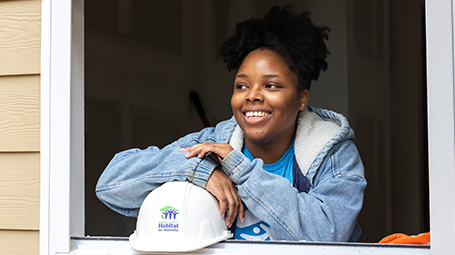 Habitat_MissionSupport Habitat team member looking out a window